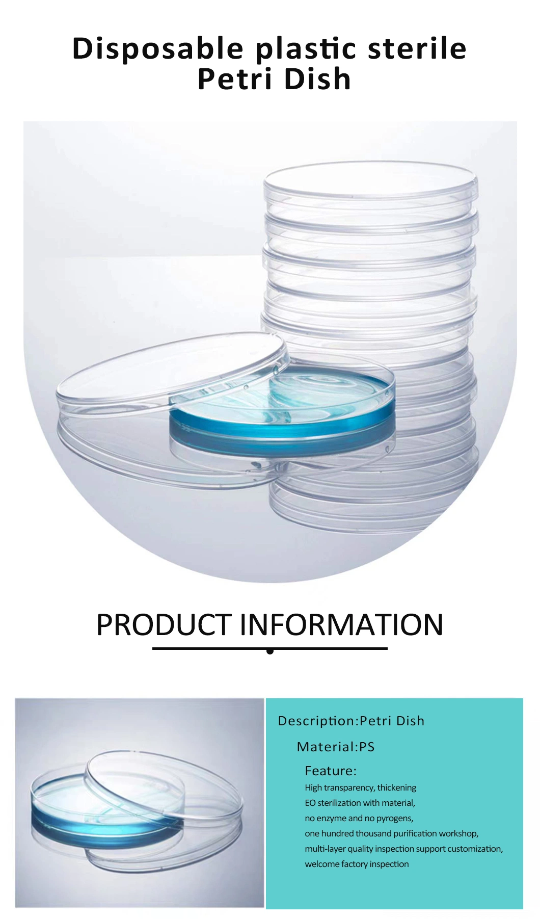 Siny Culture Lab Supplies All Type Disposable Petri Dish